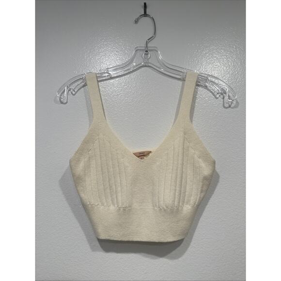 Eberjey Recycled Sweater Crop Top Short Set Size Medium Wide Rib Ivory Lounge - Picture 2 of 9